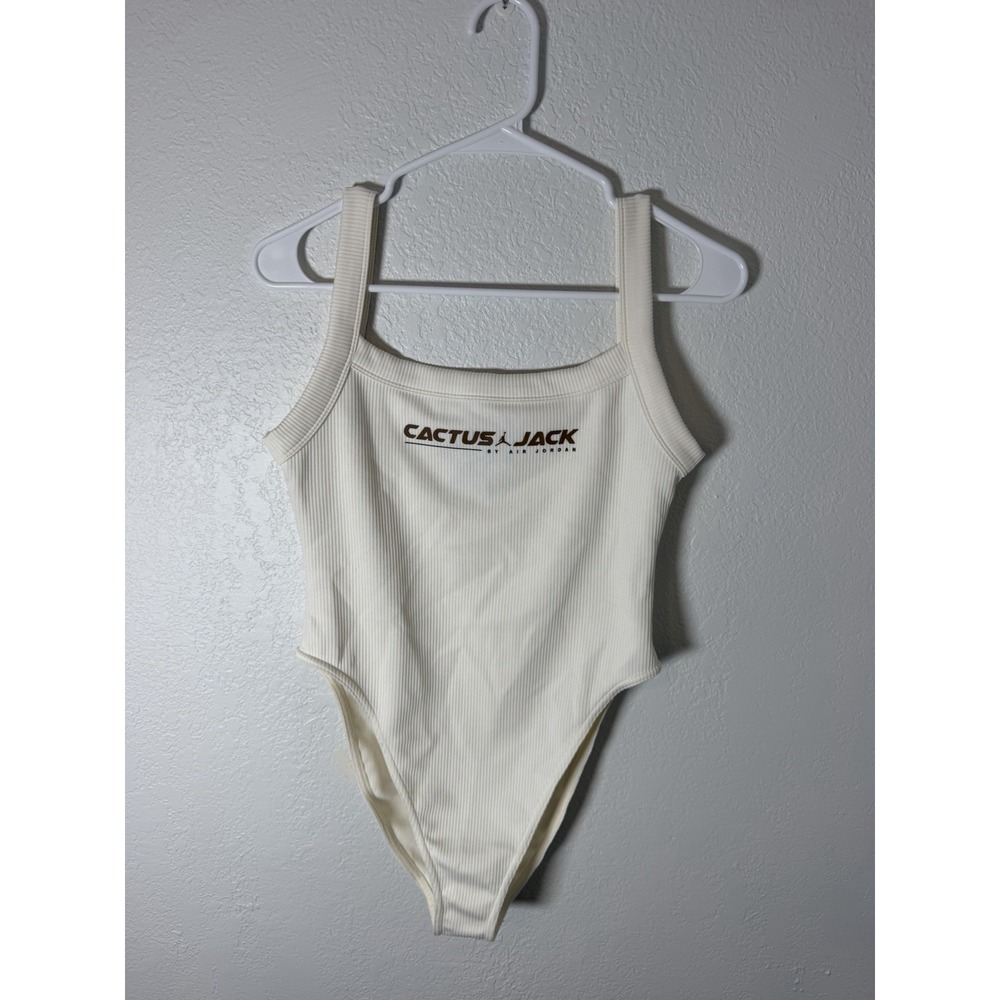 Air Jordan X Travis Scott Cactus Jack Bodysuit Size medium Ivory Womens